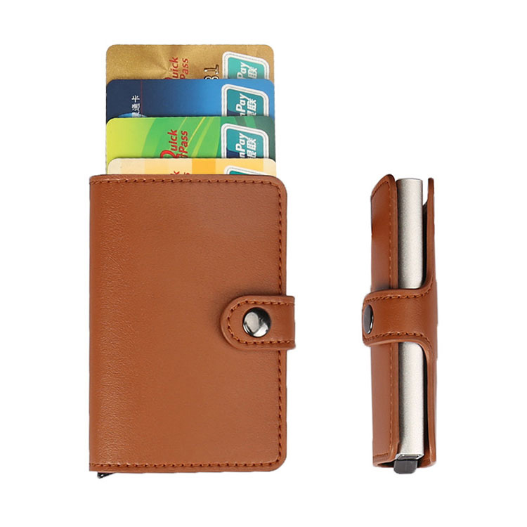 Cén Fáth ar Chóir duit Sealbhóir Cárta Creidmheasa Frith-Goid Alúmanam RFID a Roghnaigh Pop Up Wallet for Men